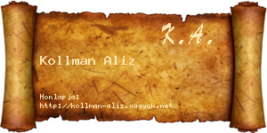 Kollman Aliz névjegykártya
